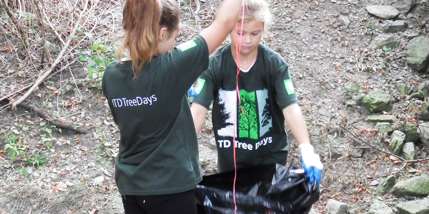 students participate in community cleanup program